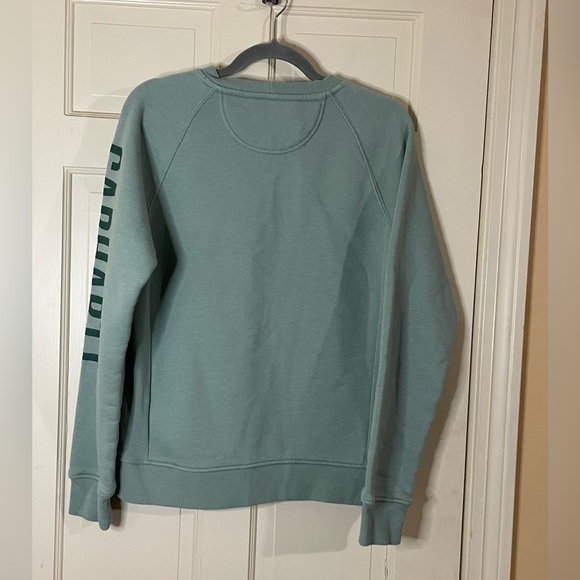 Carhartt Pullover Sweatshirt Womens Med Relaxed Fit Cotton Blend Sleeve Spellout - Picture 6 of 9